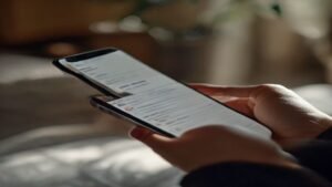 Pessoa segurando um smartphone com a lista de mensagens do Instagram aberta para realizar uma limpeza na caixa de entrada.
