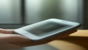 Mãos de um usuário ajustando as configurações de um smartphone Xiaomi para remover anúncios.
