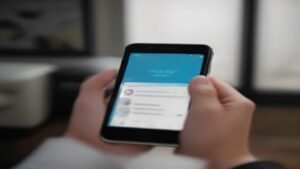 Pessoa segurando um smartphone Android mostrando a configuração de bloqueio de chamadas de spam ativa.