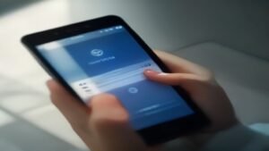 Mãos segurando um smartphone com ícone de proteção sobre o aplicativo do Instagram.