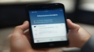 Pessoa segurando smartphone para acessar configurações do aplicativo de rede social.