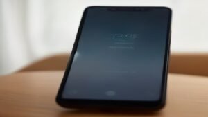 Smartphone mostrando configurações de armazenamento de aplicativos em tela