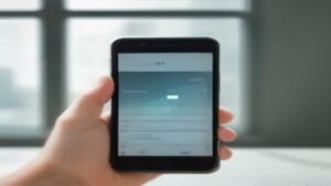 Pessoa segurando um smartphone moderno exibindo os detalhes do uso de bateria nas configurações para verificar quais aplicativos consomem mais energia.