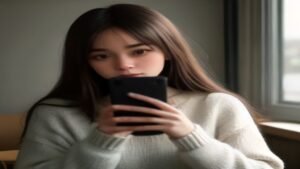 Mãos segurando um smartphone mostrando a tela de DMs do Instagram com o destaque para o recurso de Notas.